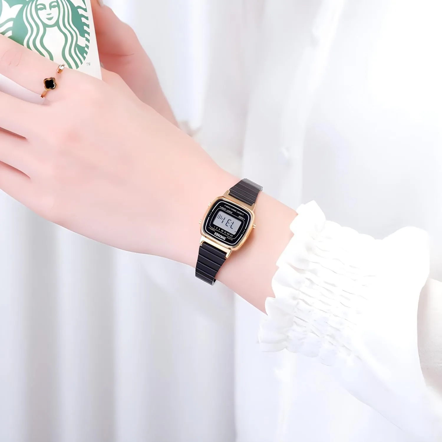 Stainless Steel Sport Waterproof Watch for Woman Ladies gear adjunct bark affinity Gosasa Elegant Women's Digital Watch Mesh Band Small Dial Multifunction 