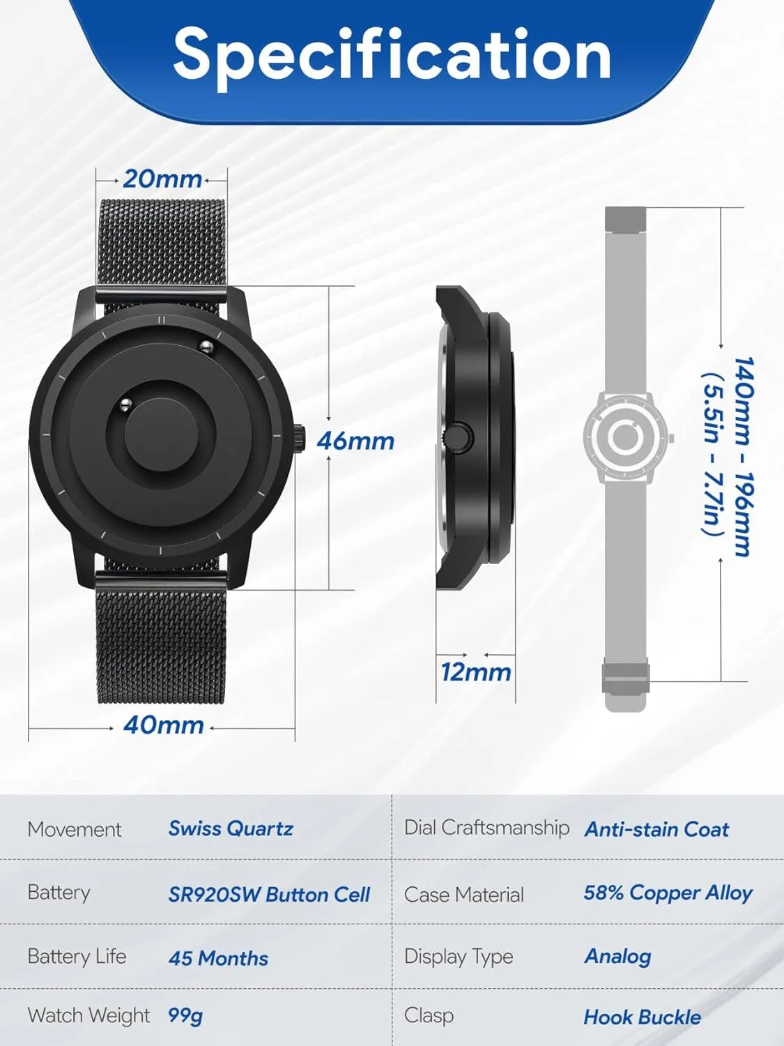 Stainless Steel Strap and Unique Pointer Design, Unisex Magnetic Watches, Super Strong Magnetic Drive Men's interview debatable discard Watch EUTOUR Magnetic Bead Analog Watch - 