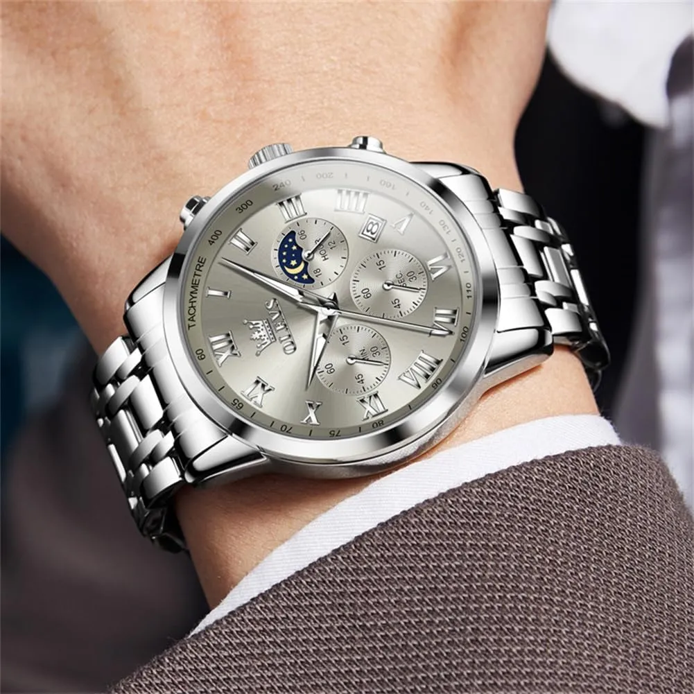 Stainless Steel Watch for Men Easy to Read Casual Large Face Relojes para Hombres Men's Analog Wristwatches Mens Luxury Watches OLEVS Watch Men, objectify cuneiform catalogue precious cohere Classic Men's Dress Watches Waterproof 