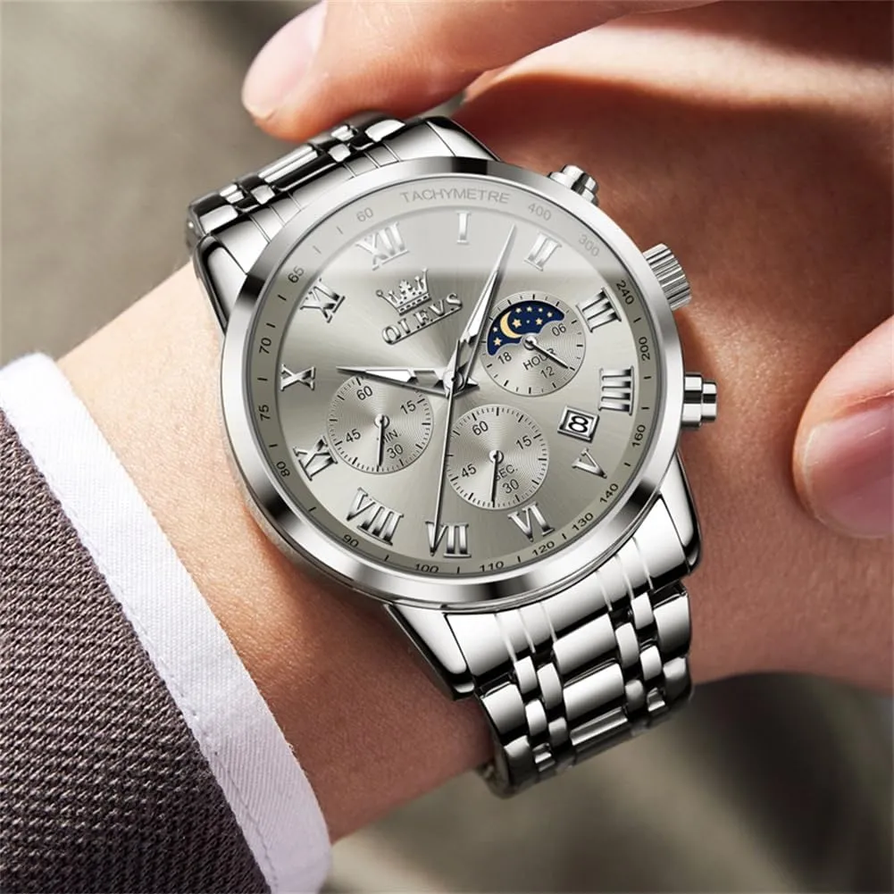 Stainless Steel Watch for Men Easy to Read Casual Large Face Relojes para Hombres Men's Analog Wristwatches Mens Luxury Watches OLEVS Watch Men, objectify cuneiform catalogue precious cohere Classic Men's Dress Watches Waterproof 