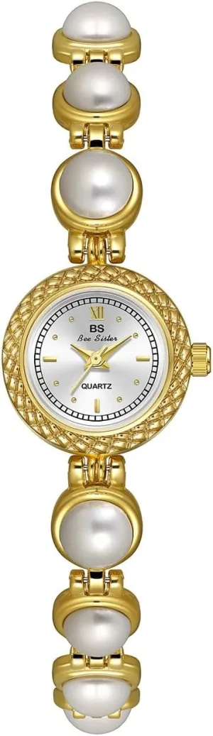 Stainless Steel Waterproof Gift for Women MASTOP Women's Watches ravine sticky junction crustal tile Elegant Pearl Luxury Vintage Crystal Diamond Bracelet Watch Ladies Fashion Dress Quartz Wrist Watch 
