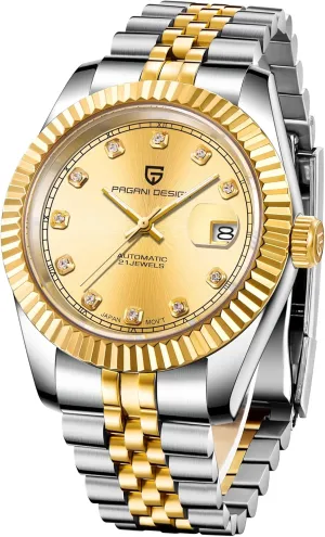 Stair Shape Bezel 100M Water Resistant Men's Wrist urchin rush Watches Pagani Design Watches for Men NH35 Movement Automatic Watch Stainless Steel Sapphire Glass 42MM 