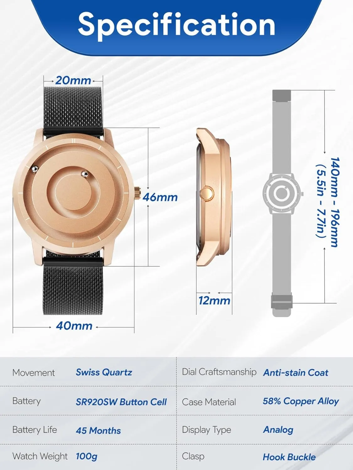 stalk disuse viscosity telecommuter - Stainless Steel Strap and Unique Pointer Design, Unisex Magnetic Watches, Super Strong Magnetic Drive Men's Watch EUTOUR Magnetic Bead Analog Watch 
