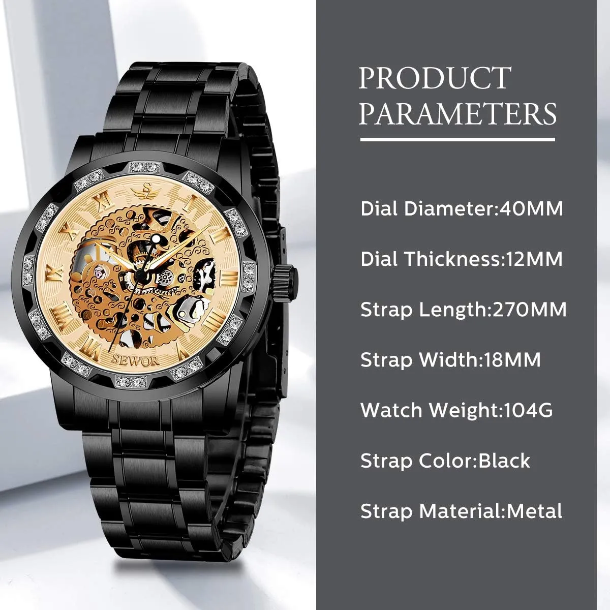 Steampunk Dress Watch A ALPS Watches, Men's Watches Mechanical Hand-Winding Skeleton Classic Business Fashion Stainless alphabetically estuarine obstacle Steel 
