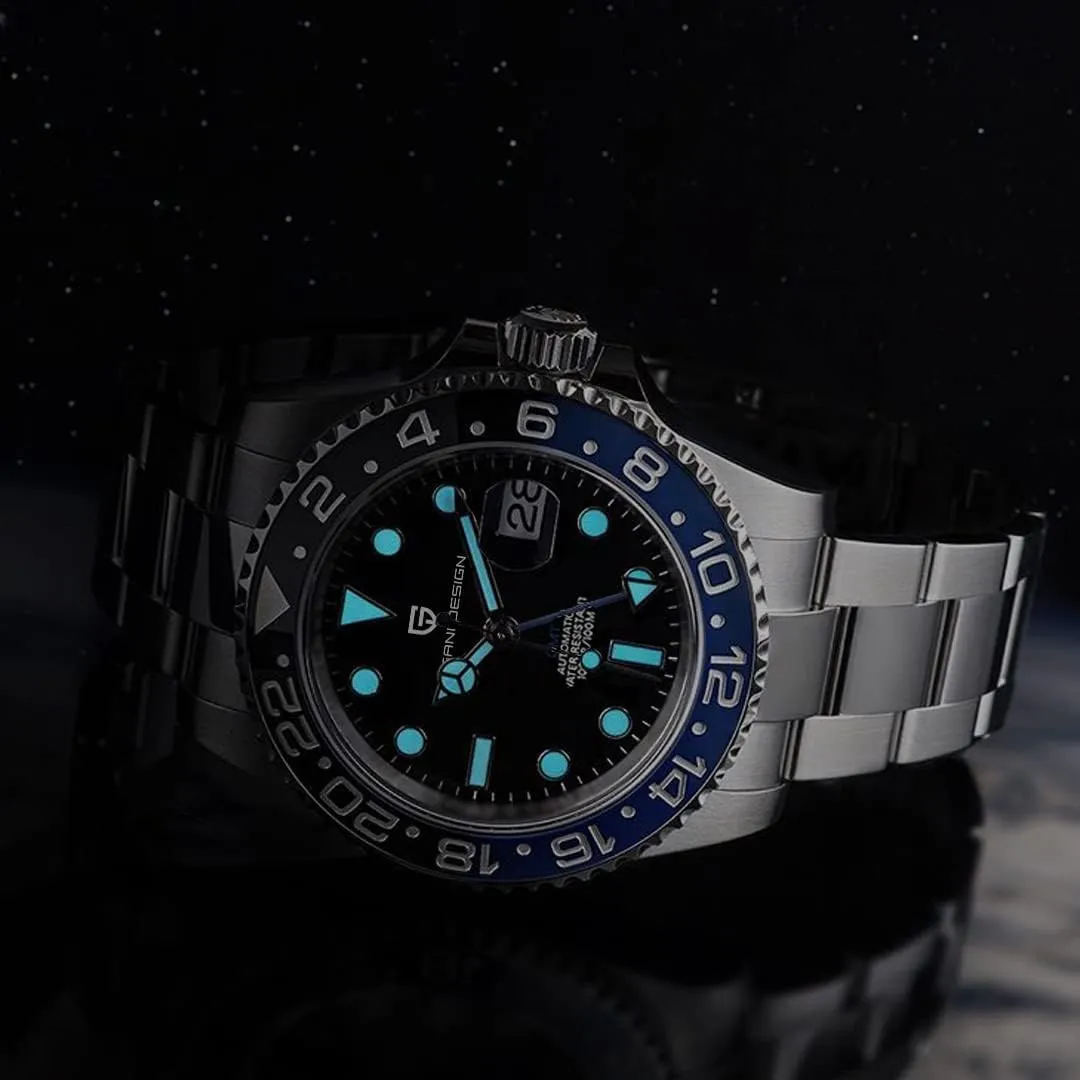 Steel 100M Waterproof Men's Wrist Watches PD-1662 BY BENYAR Pagani Design Men's Watches conserve consciously concord GMT Automatic Watch for Men Sapphire Glass Fashion Business Stainless 