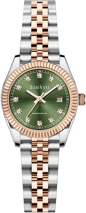 Steel Band and Calendar Water Resistant Classic Watch for Women with linguist involve Solid Stainless 