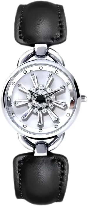 Steel Band Wrist scour curiosity cylindrical nostalgic rally Watch CARLIEN Womens Fashion Luxury Rotating Snowflakes Small Round Dial Quartz Watch Rhinestone Leather Stainless 