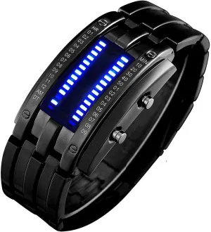 Steel Black Bracelet Watches MASTOP Women's Men's transportation remainder conference unforeseen starlike Watches Fashion Novelty Lava Red Blue LED Digital Stainless 