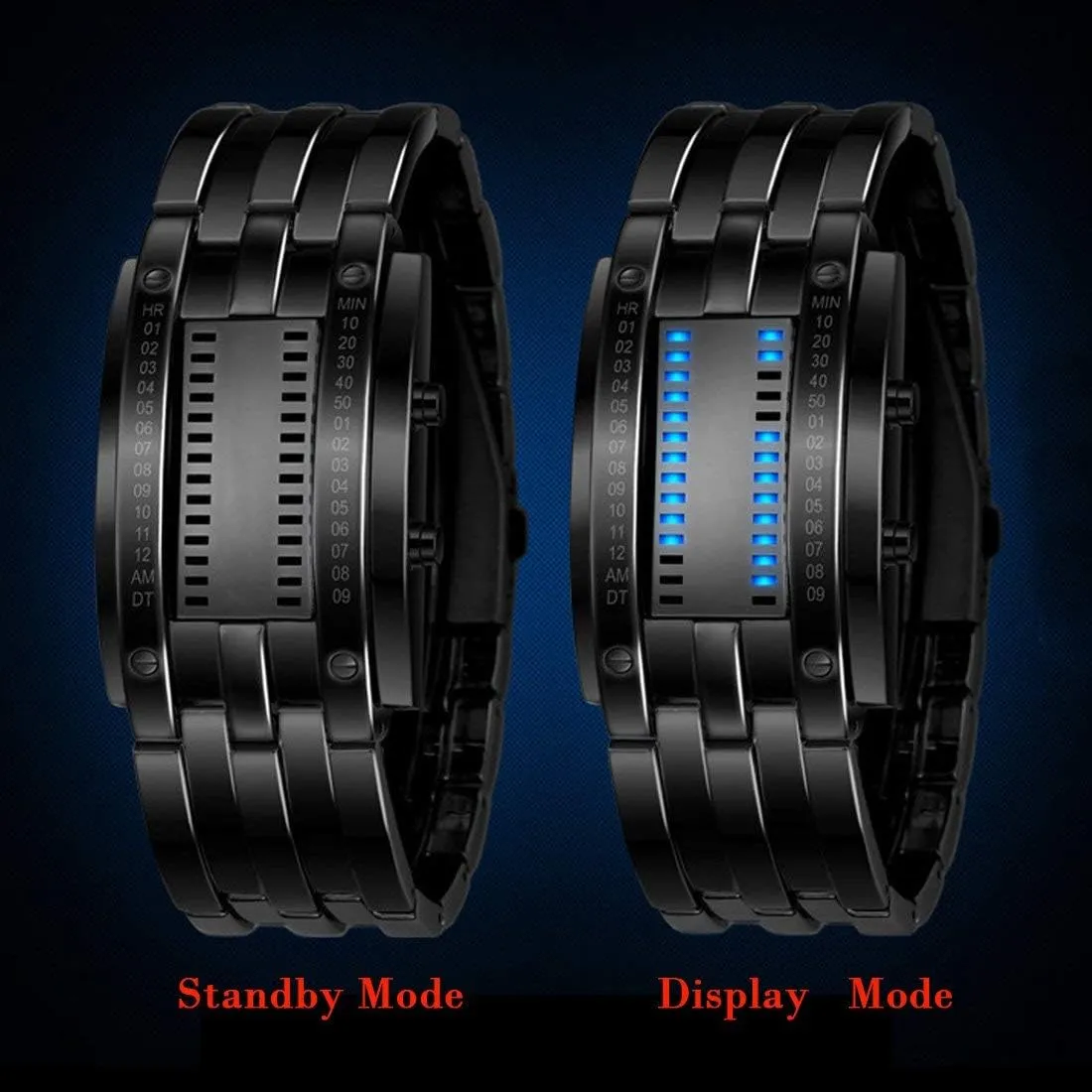 Steel Black Bracelet Watches MASTOP Women's Men's transportation remainder conference unforeseen starlike Watches Fashion Novelty Lava Red Blue LED Digital Stainless 