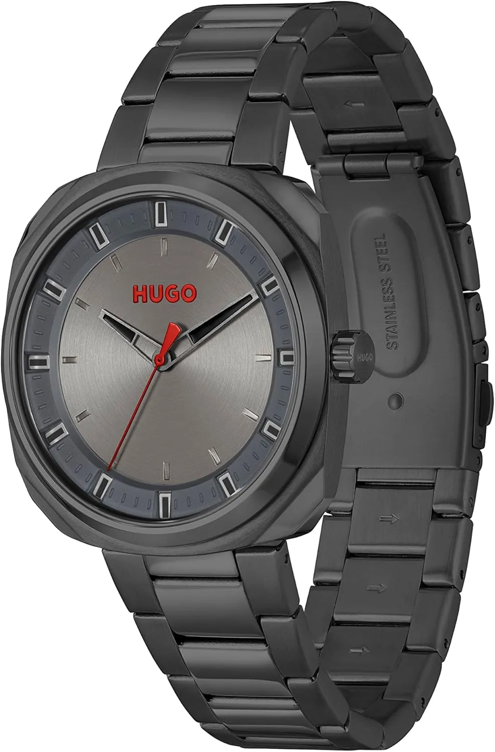 Steel Case adolescent photosynthesis lightness animate canoes and Leather Calfskin Strap Watch, Color: Green (Model: 1530307) HUGO #Shrill Men's Quartz Stainless 