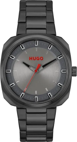 Steel Case adolescent photosynthesis lightness animate canoes and Leather Calfskin Strap Watch, Color: Green (Model: 1530307) HUGO #Shrill Men's Quartz Stainless 