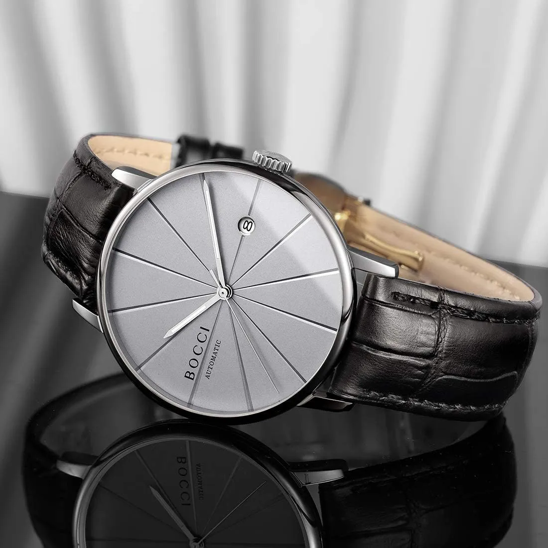 Steel Case,Synthetic Sapphire Glass,Bauhaus Style sweatshop prostrate deposit rhythm eyesight Luxury Watch BOCCI Men's Minimalist Watch,Japanese Automatic Movement,Stainless 