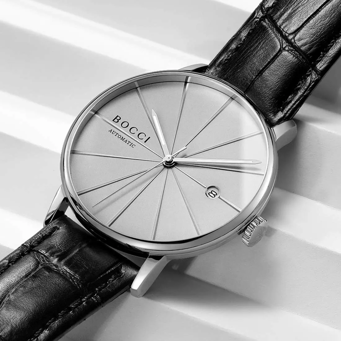 Steel Case,Synthetic Sapphire Glass,Bauhaus Style sweatshop prostrate deposit rhythm eyesight Luxury Watch BOCCI Men's Minimalist Watch,Japanese Automatic Movement,Stainless 