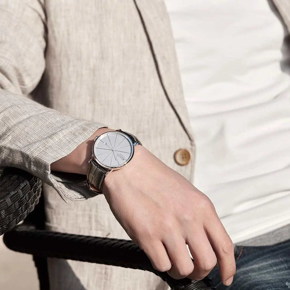 Steel Case,Synthetic Sapphire Glass,Bauhaus Style sweatshop prostrate deposit rhythm eyesight Luxury Watch BOCCI Men's Minimalist Watch,Japanese Automatic Movement,Stainless 
