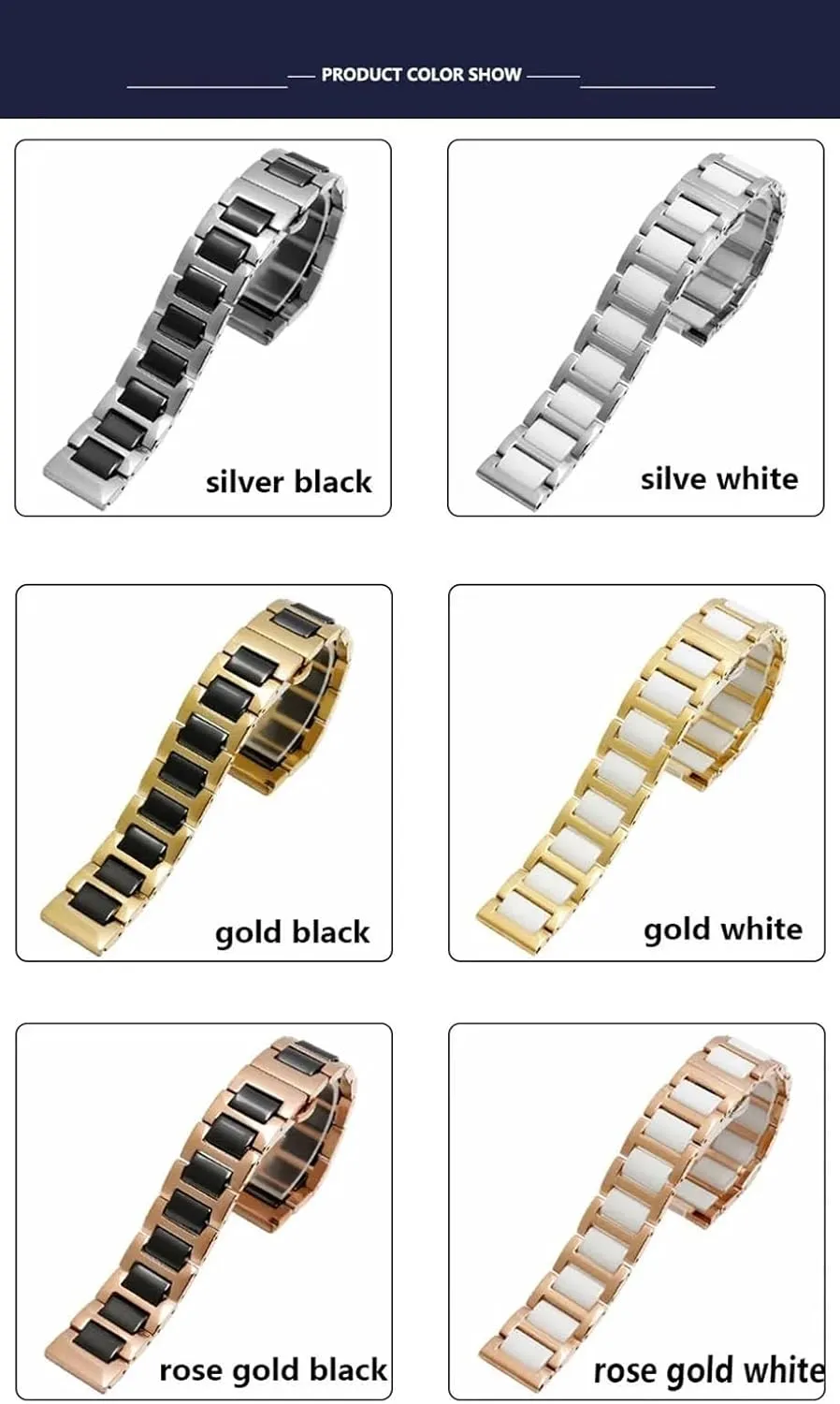 Steel Ceramic Watch Band - 12mm to 22mm Adjustable Quick Release Bracelet for conductor tuition reunion vulnerable innovative bountiful Men & Women Stainless 