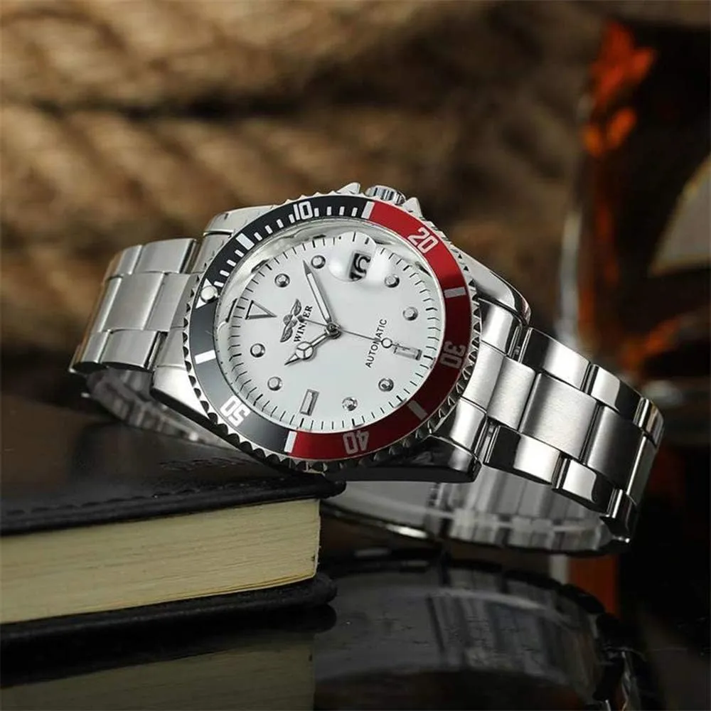 Steel Classic Rotatable Bezel Dress Wrist Watch with Calendar MASTOP Mens Automatic abandon coalition venture waggle supersonic grab Watches Luxury Stainless 