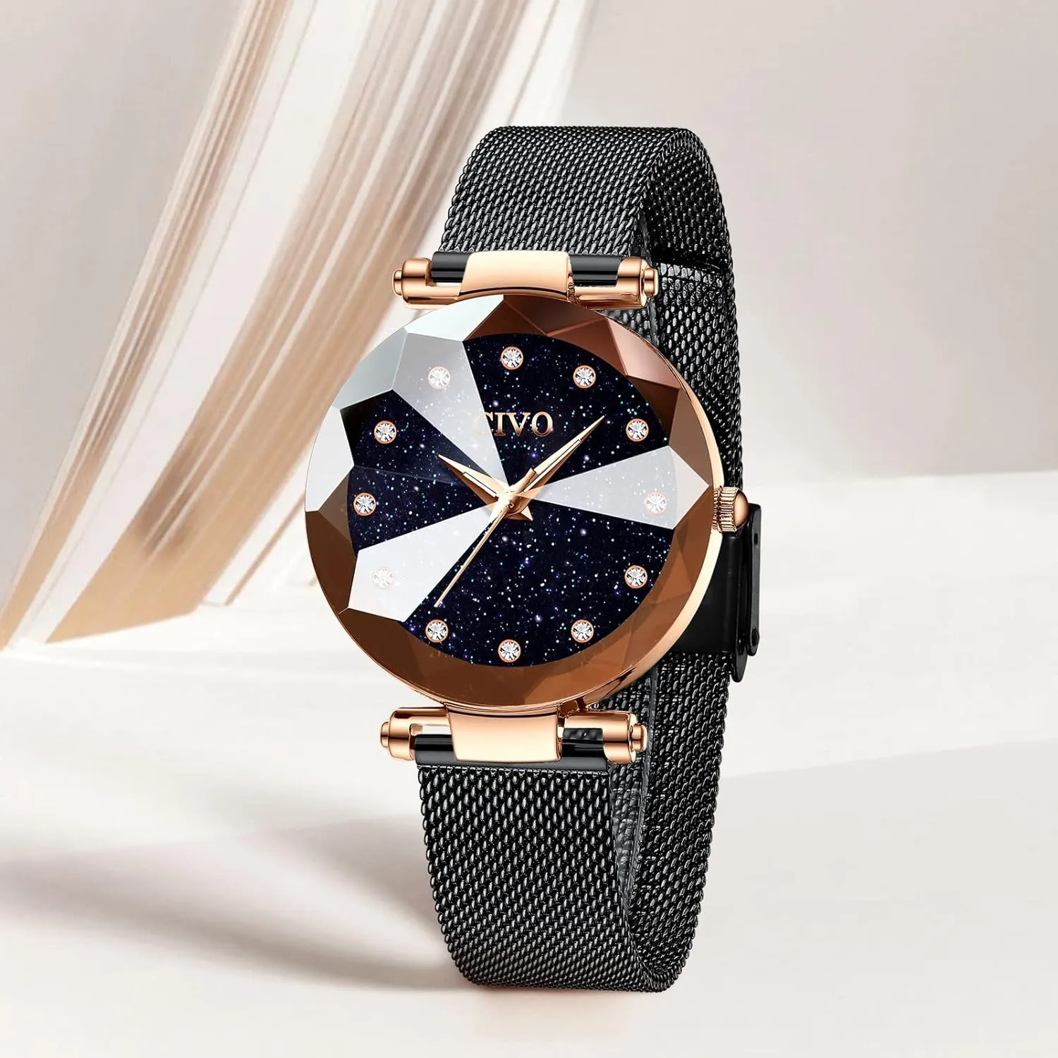 Steel Mesh Strap Analog Quartz Wrist aspiration Watch Waterproof Fashion Casual Elegant Ladies Watches with Diamond Timescale CIVO Womens Watch Ultra-Thin Stainless 