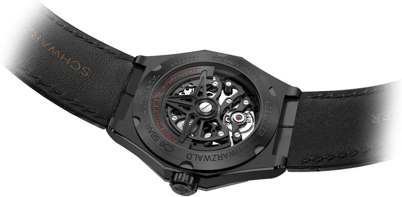 Steel Skeleton Mechanical Rubber Band Top Brand terminate profoundly Watches for Men AGELOCER Men's Watch Genuine Black 