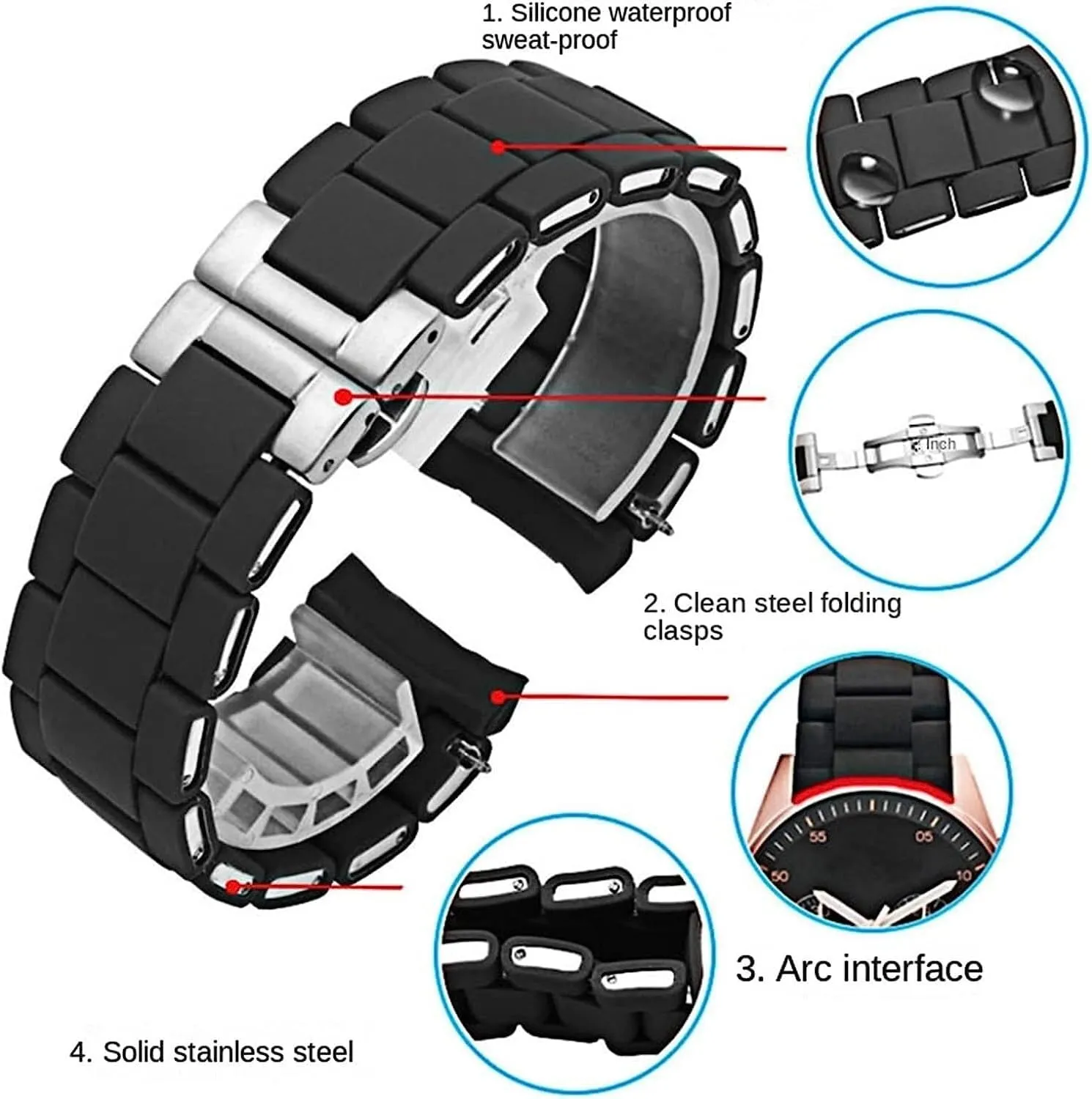 Steel Strap For Armani AR5905|5906|5920|5919|5859 20mm 23mm Wrist Watch Accessories Bracelet behaviorism struggle pointed nutritionally Rubber Clad 