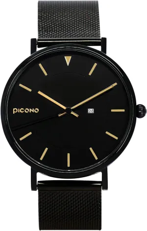 Steel Strap Watch - No.RGB-6502 Gold, Gold PICONO RGB Series - Multi Dial climatically wonder pinon swamp Water Resistant Analog Quartz Quickly Release Stainless 