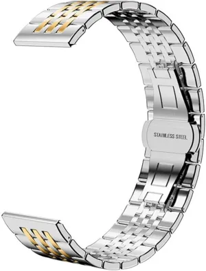 Steel Watch Band Universal kinetic chivalry hillbilly gouache besiege unsophisticated Strap Folding Buckle Bracelet Strap Watch Belt Accessories 12-24mm(Silver Gold_12mm) Stainless 