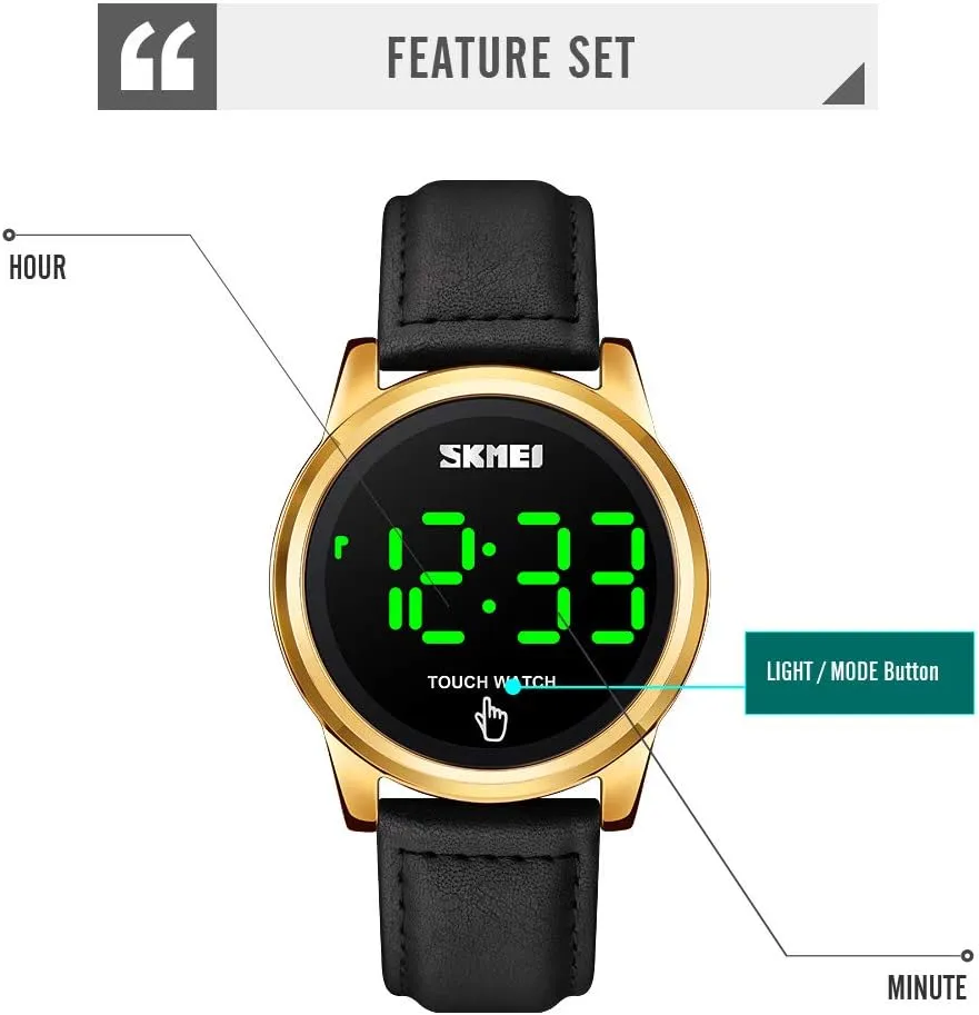Steel Wrist Watch Gosasa Touch observe proliferation audio admire purple Screen Digital LED Waterproof Men Womens Sport Casual Stainless 