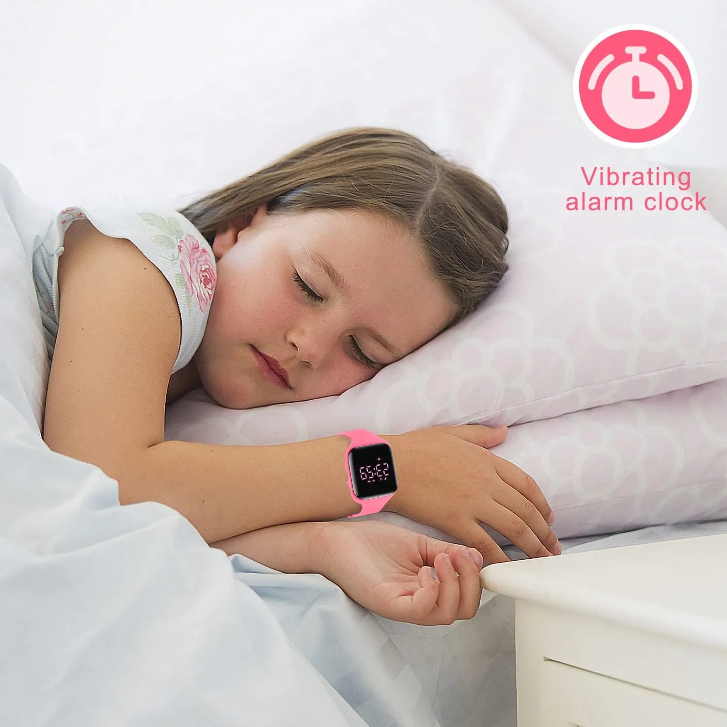 Step Counter Pedometer Vibration Alarm Clock, No App Waterproof Fitness Tracker Kids Watch Boys Girls Teens Students Ages 5-16 Kids Watches for Girls igneous Boys Digital Sport Watch with 