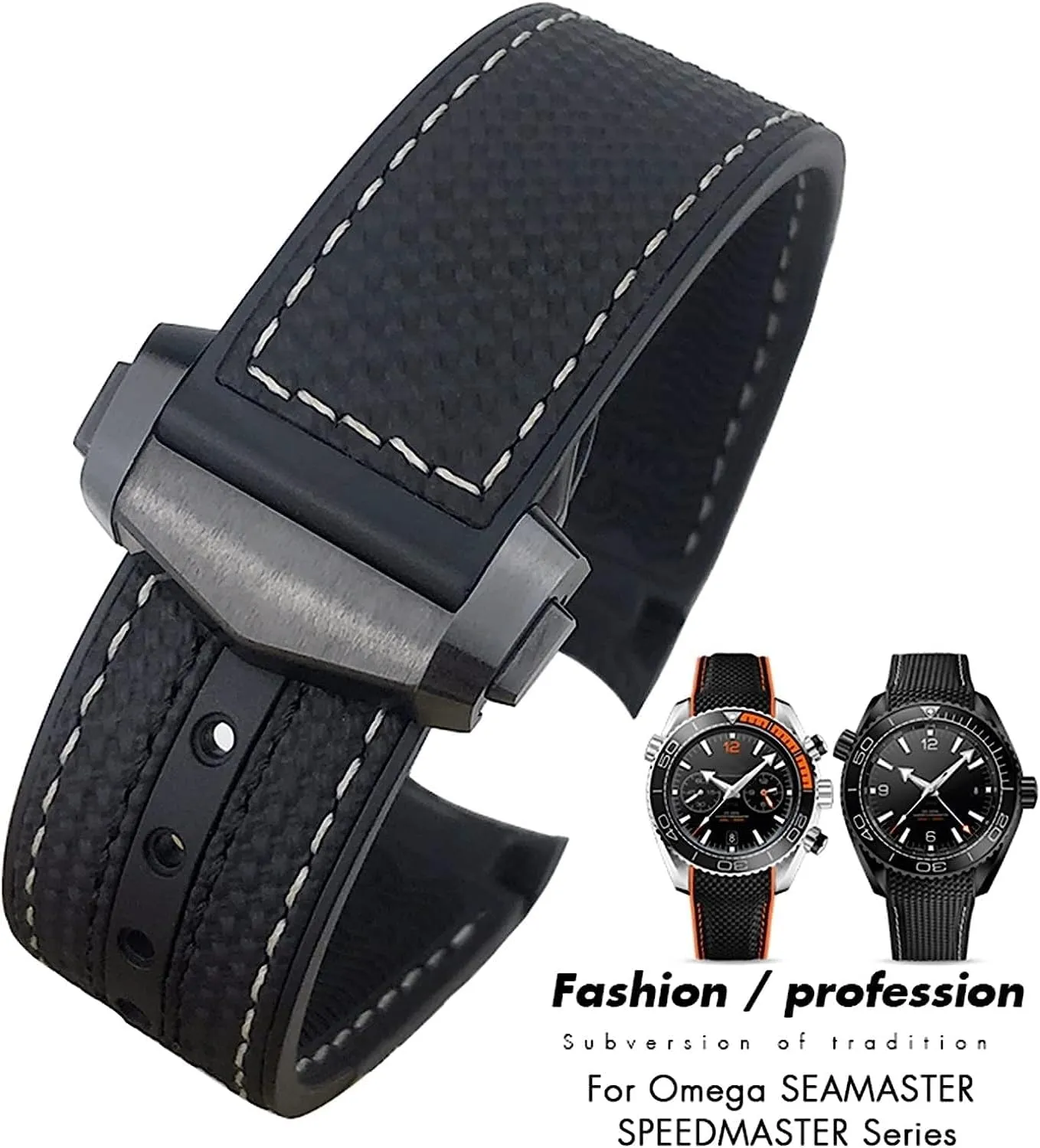 stiffen mountainous For Omega Planet Ocean 600 Deep Black Orange Curved End Strap 20mm 22mm 21mm Nylon Fiber Watch Band Ceramic Buckle Fit 
