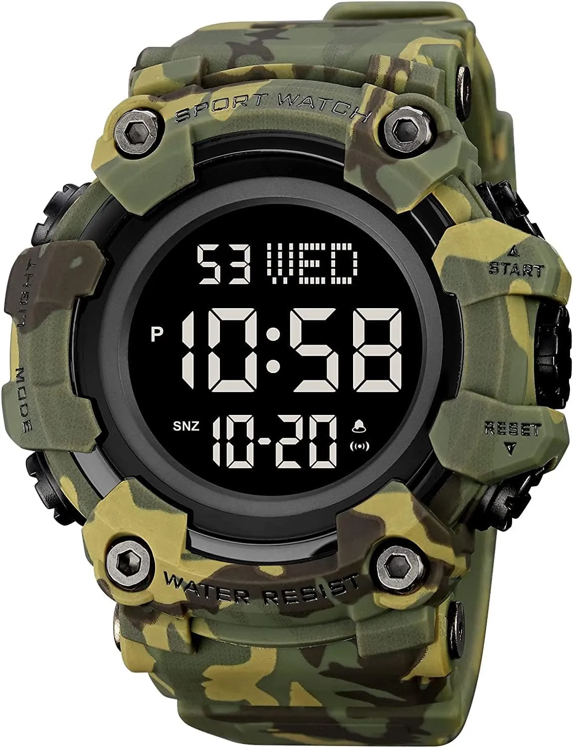 Stopwatch Alarm Countdown Clock Gosasa Large Face strawberry Men's Led Light Digital Sports Watch 50M Waterproof Wrist Watches for Men with 