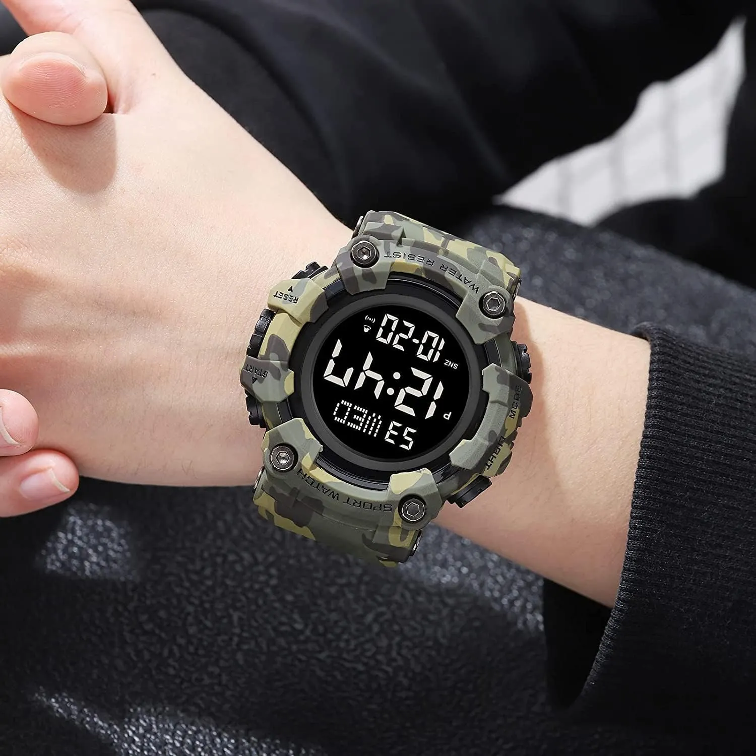 Stopwatch Alarm Countdown Clock Gosasa Large Face strawberry Men's Led Light Digital Sports Watch 50M Waterproof Wrist Watches for Men with 