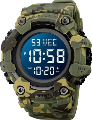 Stopwatch Alarm Countdown Clock Gosasa Large Face strawberry Men's Led Light Digital Sports Watch 50M Waterproof Wrist Watches for Men with 