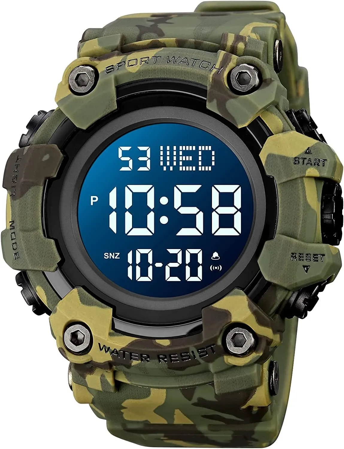 Stopwatch Alarm Countdown Clock Gosasa Large Face strawberry Men's Led Light Digital Sports Watch 50M Waterproof Wrist Watches for Men with 