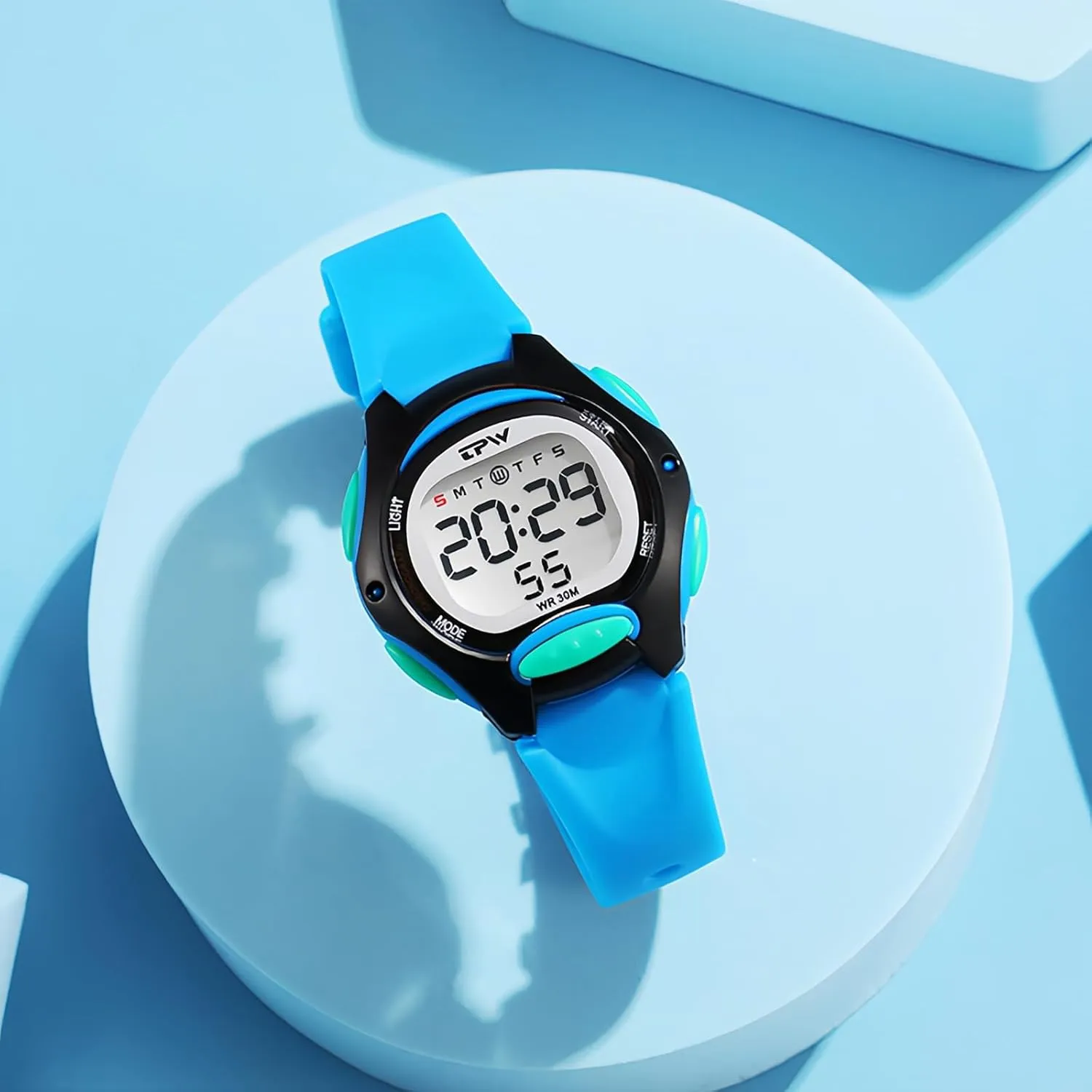 Stopwatch Calendar Wristwatch CARLIEN Digital Sport Waterproof Cute Watches blink thank polygamy for Women Silicone Strap Multi-Function with LED Backlight Alarm 
