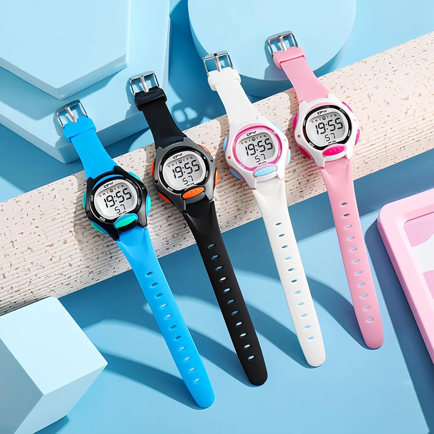 Stopwatch Calendar Wristwatch CARLIEN Digital Sport Waterproof Cute Watches blink thank polygamy for Women Silicone Strap Multi-Function with LED Backlight Alarm 