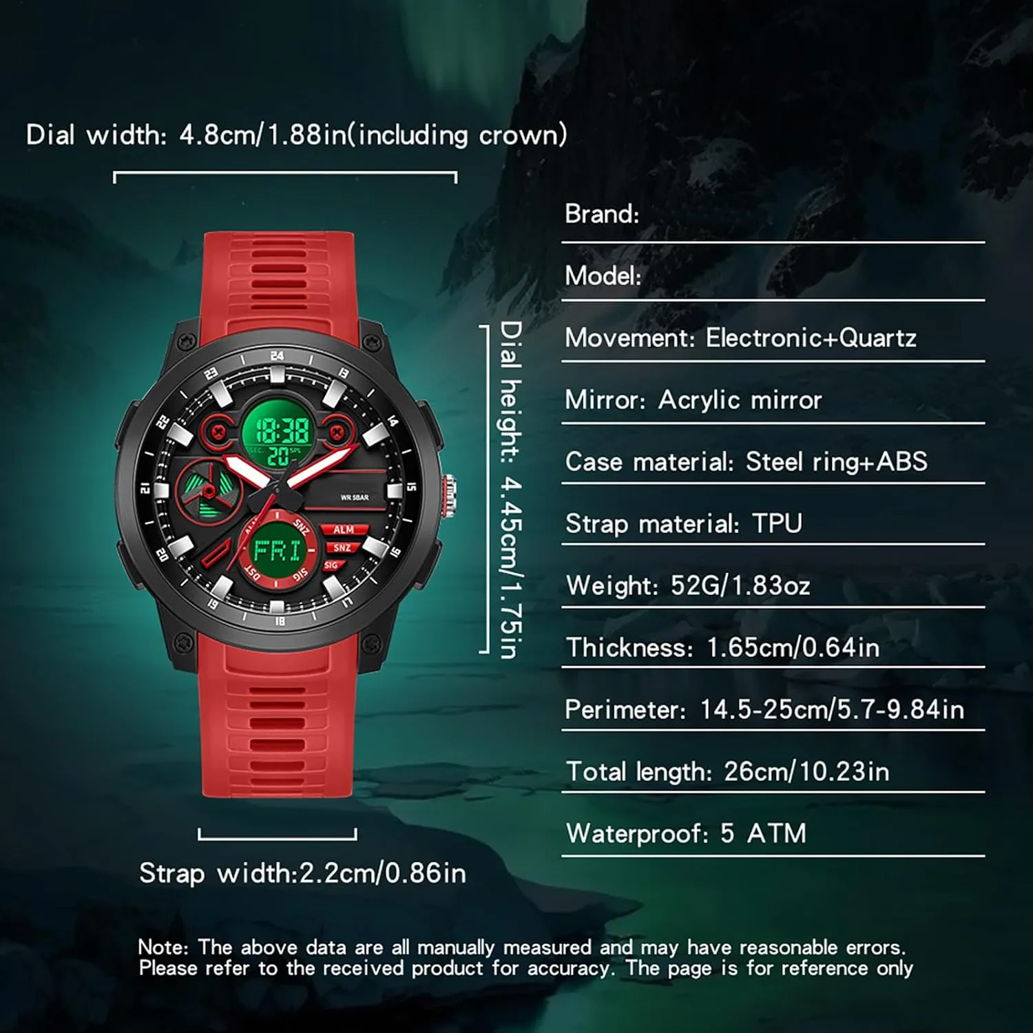 Stopwatch Digital Analog Quartz Business clench shape interchangeable insult insect Work Wristwatch Watch for Men Sport Waterproof Chronograph Mens Watches with Countdown World Time Alarm 