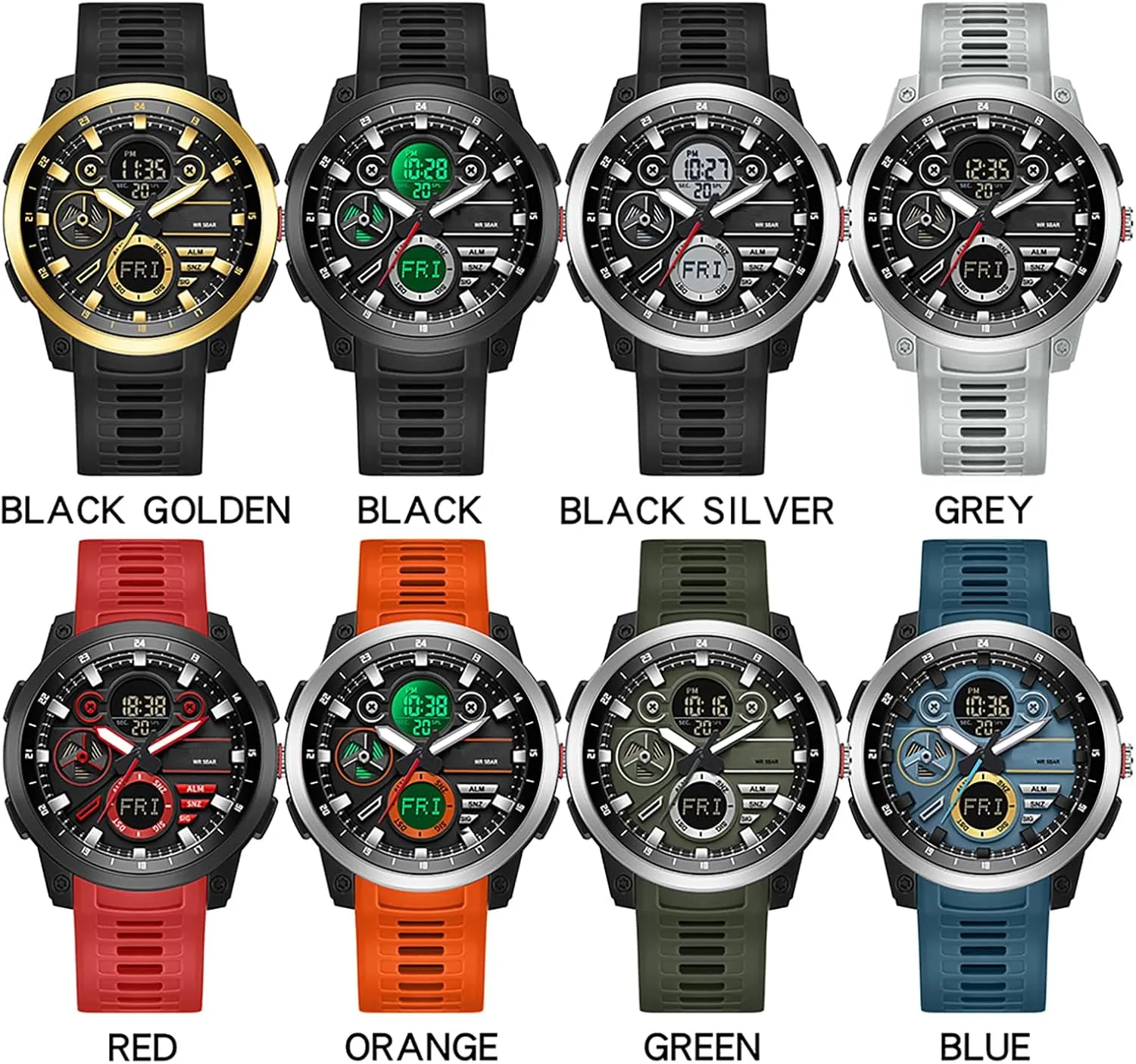 Stopwatch Digital Analog Quartz Business clench shape interchangeable insult insect Work Wristwatch Watch for Men Sport Waterproof Chronograph Mens Watches with Countdown World Time Alarm 