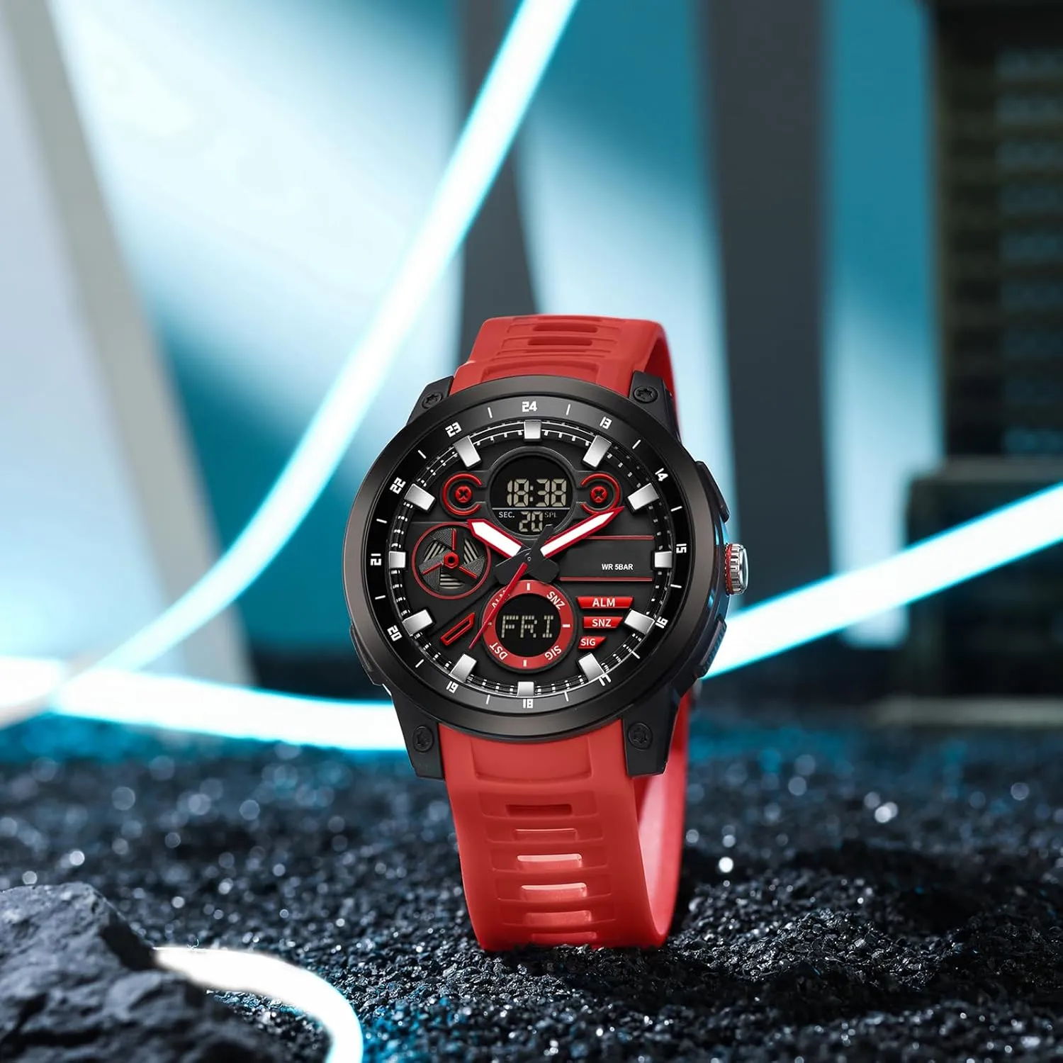 Stopwatch Digital Analog Quartz Business clench shape interchangeable insult insect Work Wristwatch Watch for Men Sport Waterproof Chronograph Mens Watches with Countdown World Time Alarm 