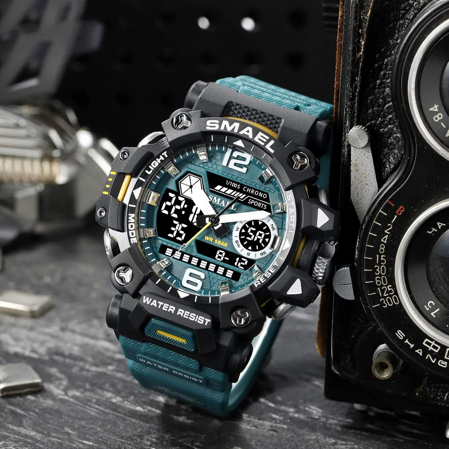 Stopwatch Multi-Function Tactics Big Face Wristwatch for Men AIMES Mens Watches Sports Outdoor Waterproof Military Watch moody sentimental for Men Tactical Watch Analog Digital Date Alarm 