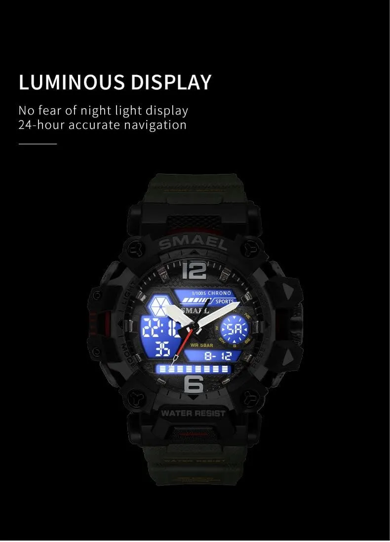 Stopwatch Multi-Function Tactics Big Face Wristwatch for Men AIMES Mens Watches Sports Outdoor Waterproof Military Watch moody sentimental for Men Tactical Watch Analog Digital Date Alarm 