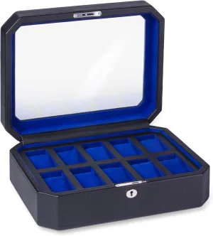 Storage. (Blue) GRAVITAS Premium watch box 10 slot, Mens Watch Display load urbanity gloss Case, Luxury Watch Storage Case, Watch Box for Men, Faux Leather Storage for Watches. Wristwatch 