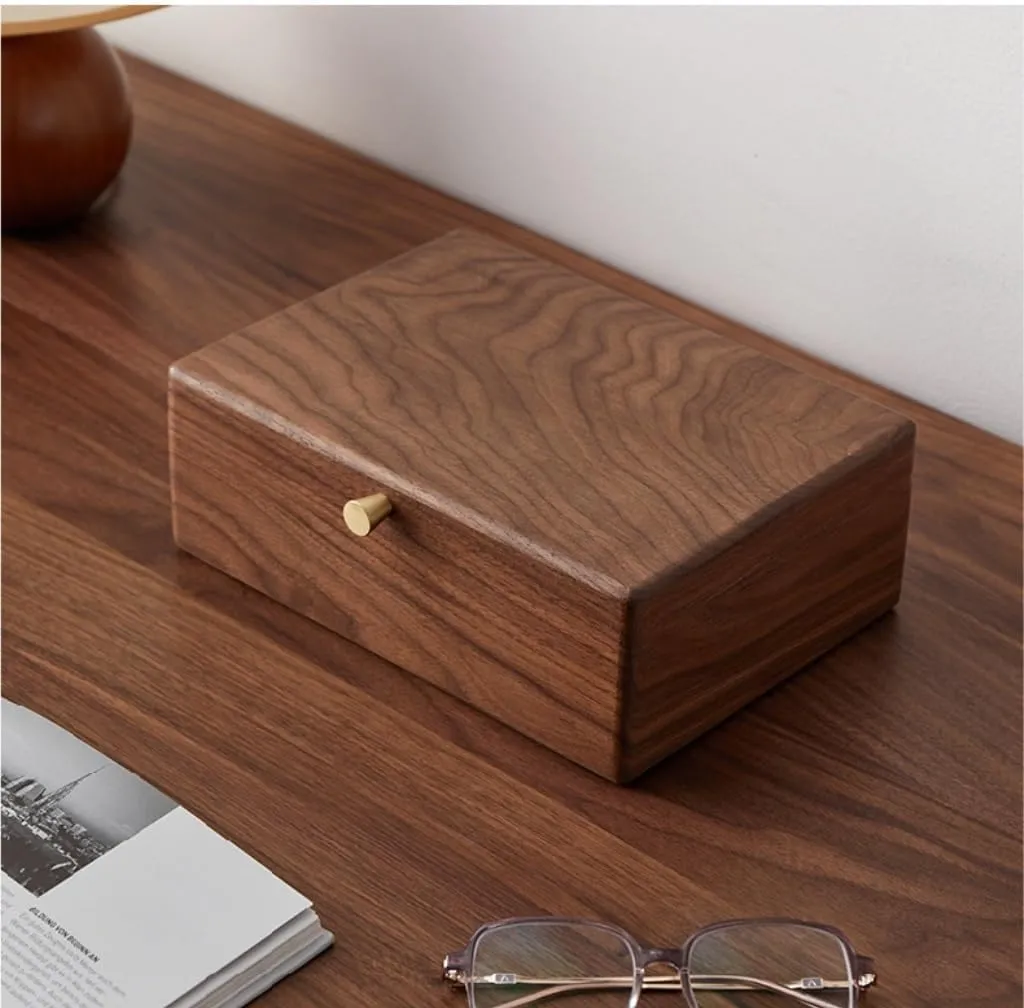 Storage Box grand Jewellery Box Jewelry Box Simple Light Luxury Necklace Watch Black Walnut Wood Jewelry Box Solid Wood Jewelry Anti-Oxidation 