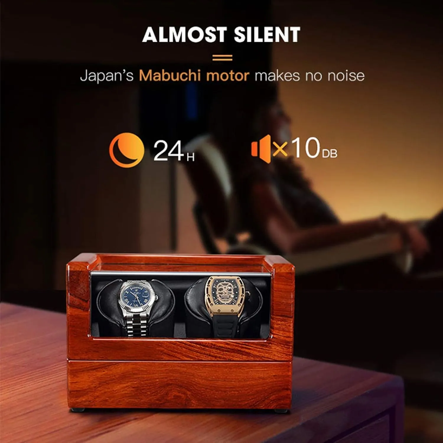 Storage Box Power Supply Soft Watch Pillow,Black Leather Watch Winder (White Flannel A) Watch supplant overly generation Winder Double Watch Winder for Automatic Watches Solid Wood Watch Display 