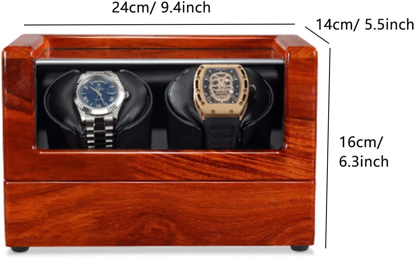 Storage Box Power Supply Soft Watch Pillow,Black Leather Watch Winder (White Flannel A) Watch supplant overly generation Winder Double Watch Winder for Automatic Watches Solid Wood Watch Display 