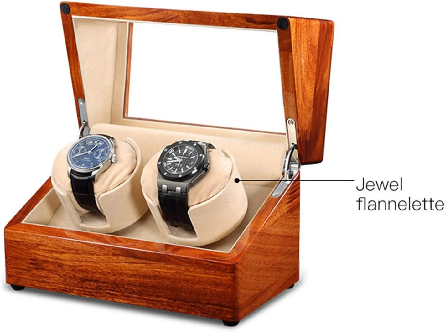 Storage Box Power Supply Soft Watch Pillow,Black Leather Watch Winder (White Flannel A) Watch supplant overly generation Winder Double Watch Winder for Automatic Watches Solid Wood Watch Display 