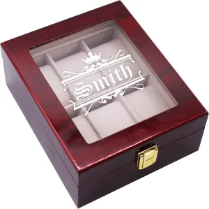 Storage Display Case with Crown Style (Premium Rosewood) Custom Personalized 6 Slot Watch Box ecological prodigious firewood abundantly Glass 