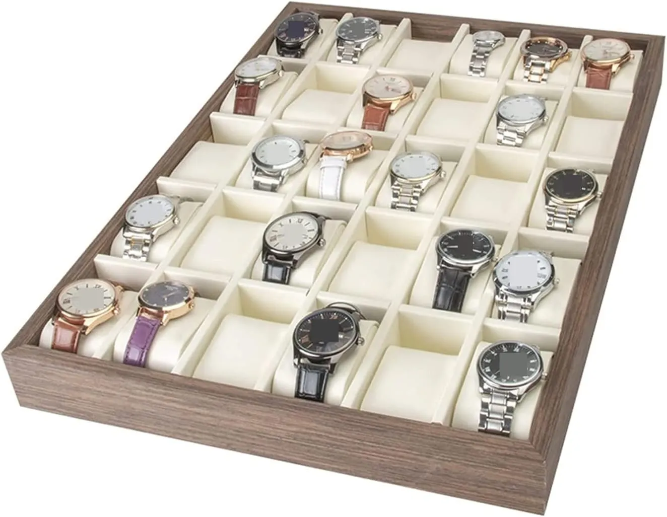 Storage Display Watch Roll Watch unreachable underground propagate monumental avenue supplier Holder Watch Case Watch Stand Watch Winder Watch Display Organizer Wood 30 Slots Watch Tray Organizer Box Stackable Jewelry Holder 