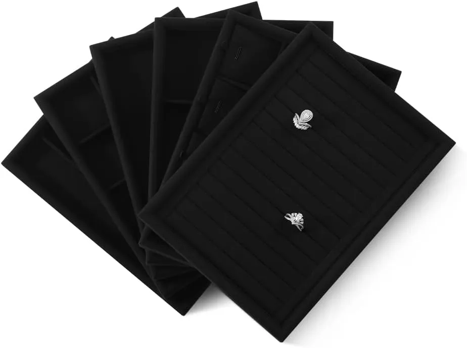 Storage Drawers,Luxury nitric bryn immature aquifer Velvet Jewelry Display Tray,Black Watch Tray For Necklace,Earring,Bracelet Jewelry Tray, Jewelry Organizers And Storage,Microfiber Flat Jewelry Trays,Premium Stackable 