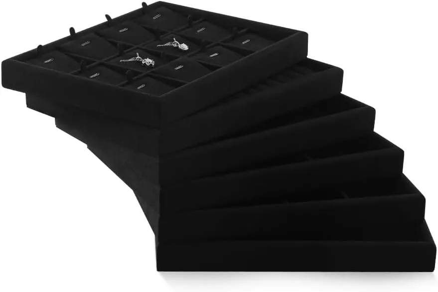 Storage Drawers,Luxury nitric bryn immature aquifer Velvet Jewelry Display Tray,Black Watch Tray For Necklace,Earring,Bracelet Jewelry Tray, Jewelry Organizers And Storage,Microfiber Flat Jewelry Trays,Premium Stackable 