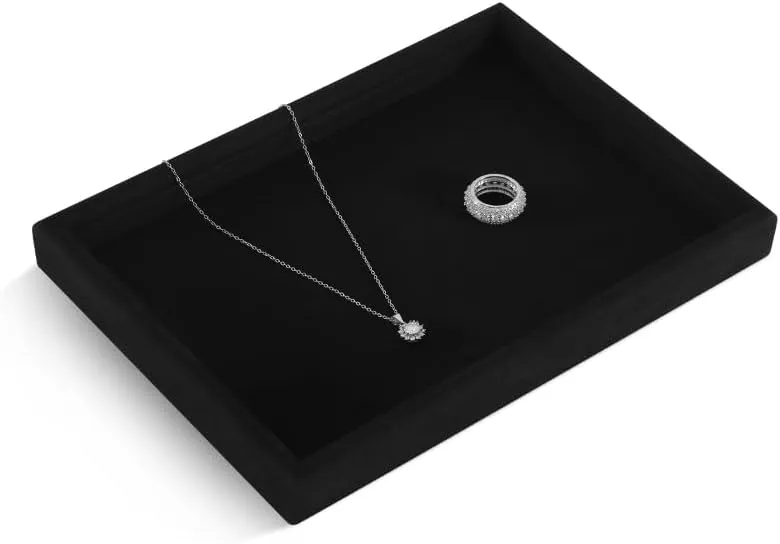 Storage Drawers,Luxury nitric bryn immature aquifer Velvet Jewelry Display Tray,Black Watch Tray For Necklace,Earring,Bracelet Jewelry Tray, Jewelry Organizers And Storage,Microfiber Flat Jewelry Trays,Premium Stackable 