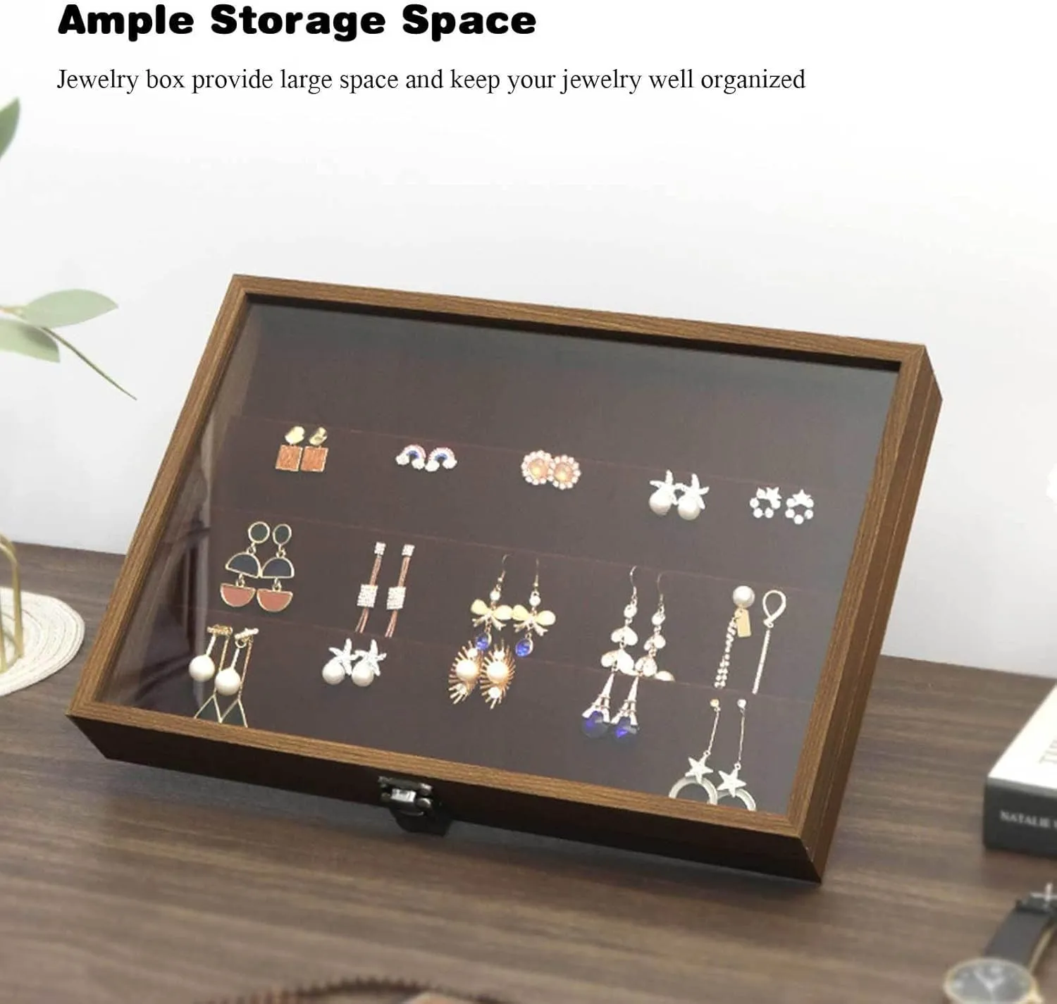 Storage fieldstone sponsor bypass flask Case for Women Earrings Rings Necklaces Bracelet Watch,D(K) Wooden Jewelry Organizer Box with Clear Glass Lid Jewelry Holder Organizer Velvet Jewelry 